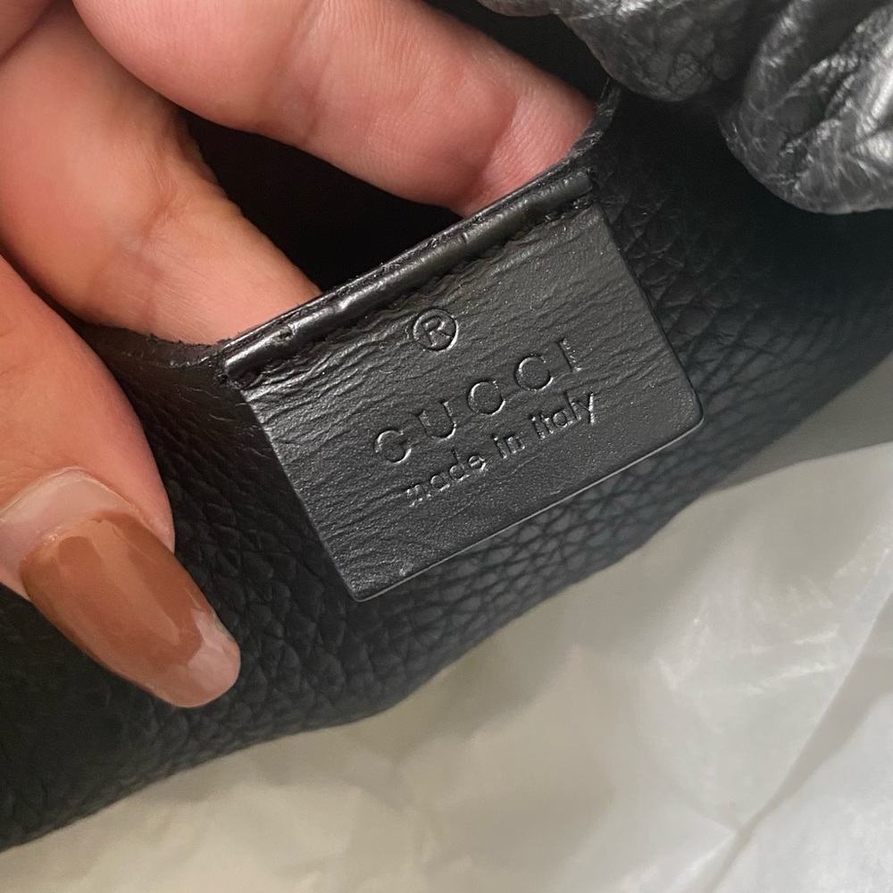 Gucci Black Leather Drawstring Backpack - image 8